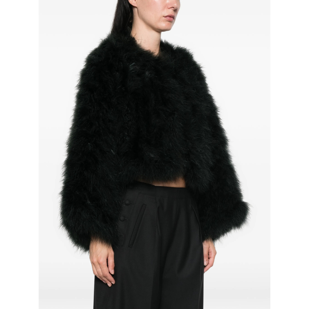Feather-Trim Cropped Jacket