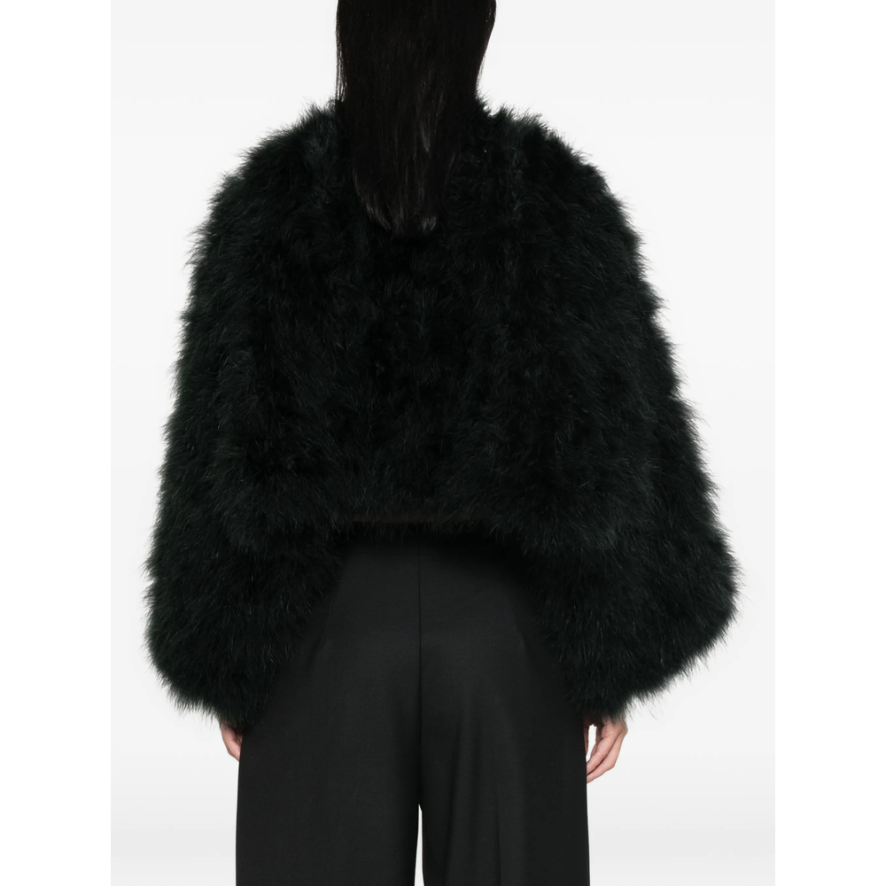Feather-Trim Cropped Jacket