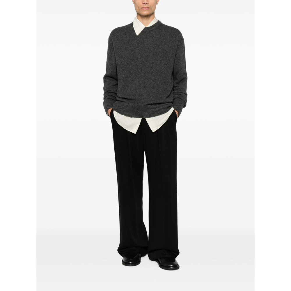 Ribbed-Trim Crew-Neck Sweater