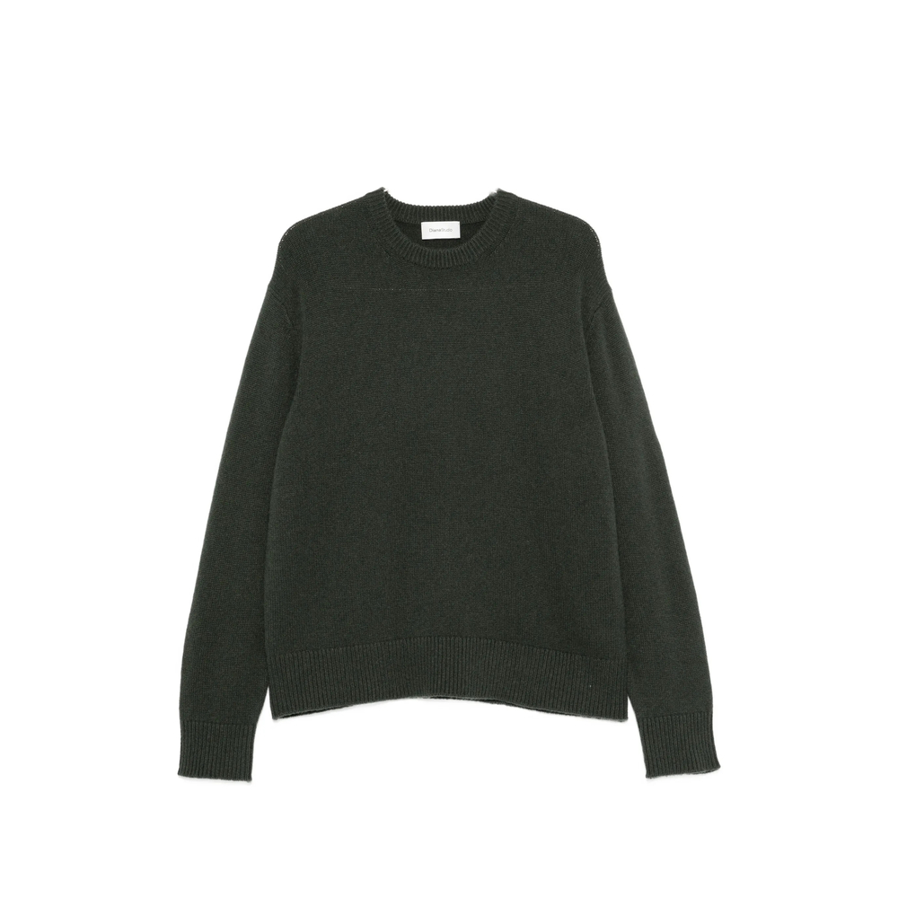 Diana Studio Ribbed-trim Crew-neck Sweater In Green