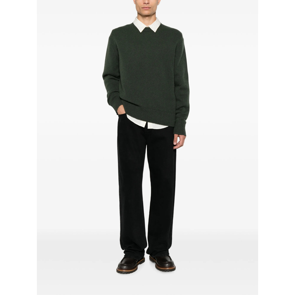 Ribbed-Trim Crew-Neck Sweater