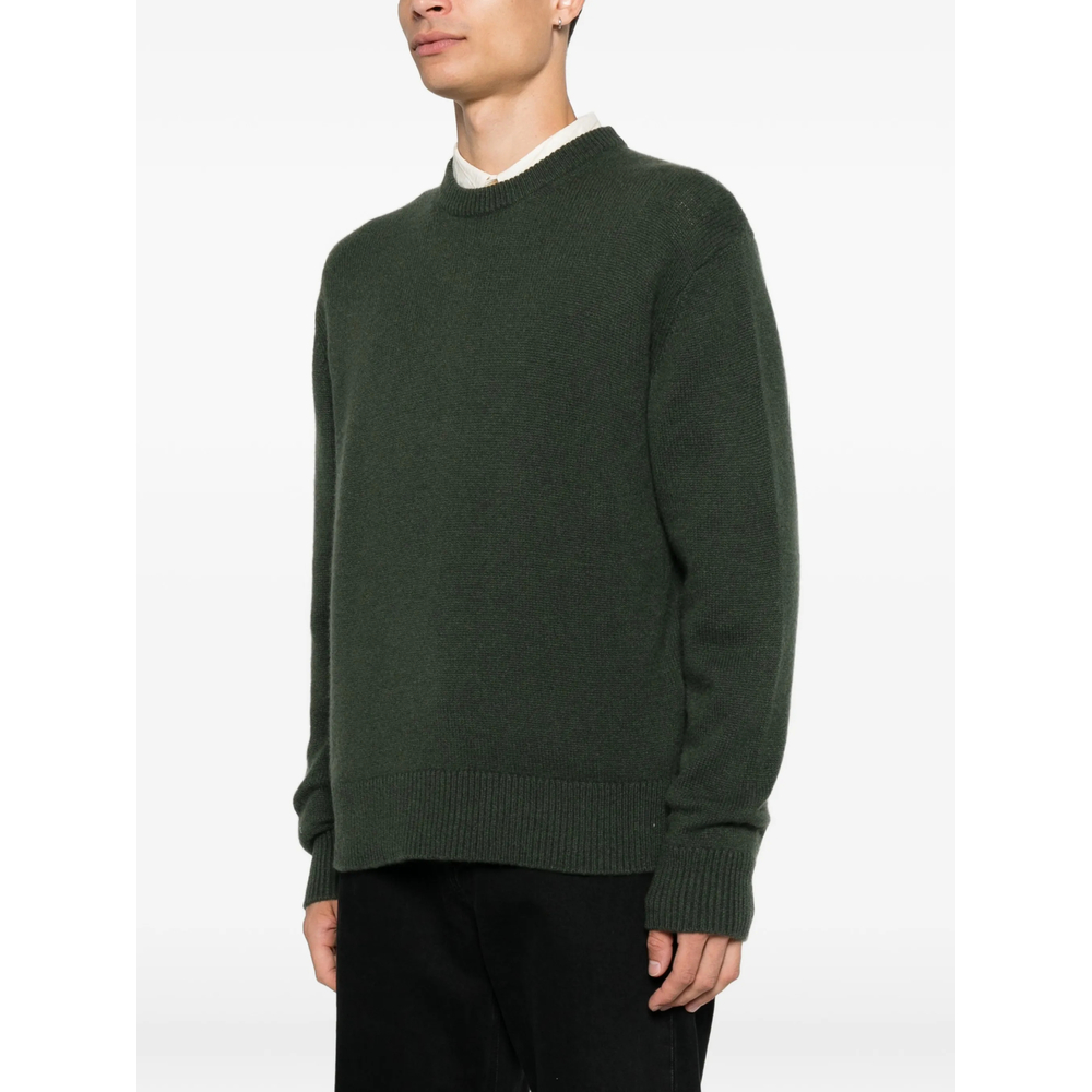 Ribbed-Trim Crew-Neck Sweater