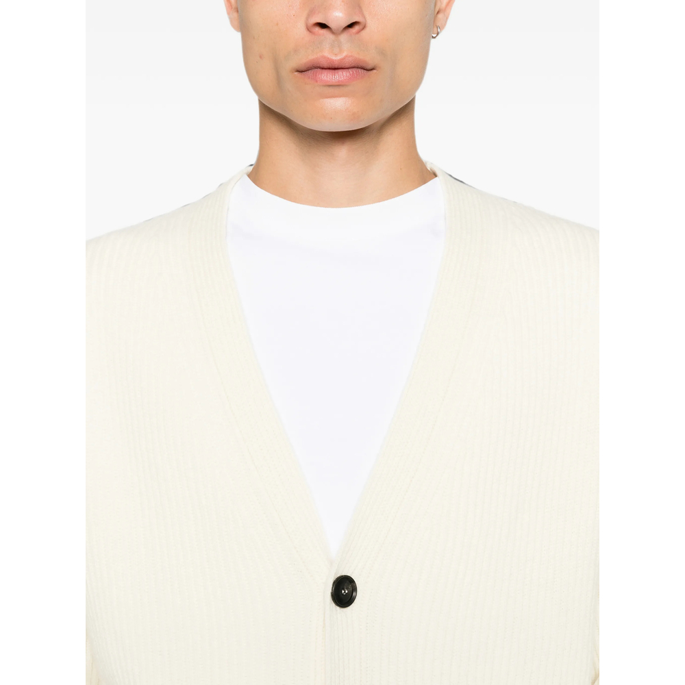 Ribbed-Knit V-Neck Cardigan