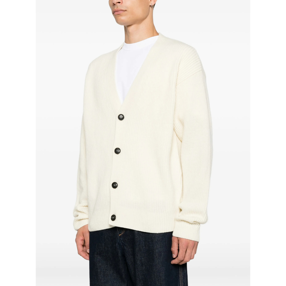 Ribbed-Knit V-Neck Cardigan