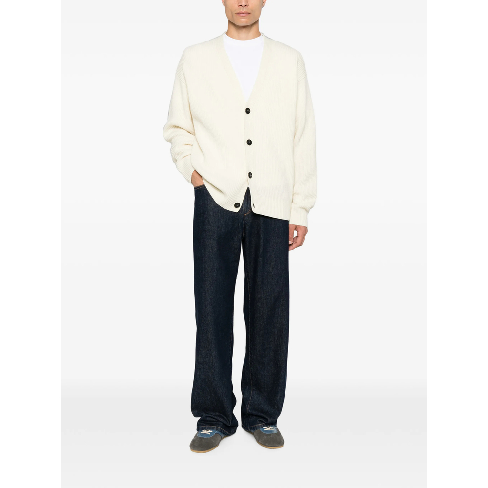 Ribbed-Knit V-Neck Cardigan