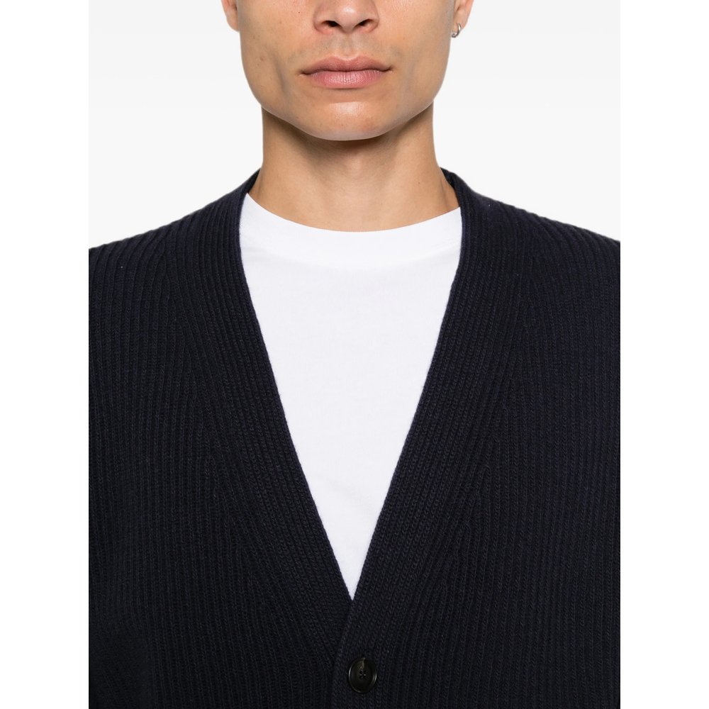 Ribbed-Knit V-Neck Cardigan