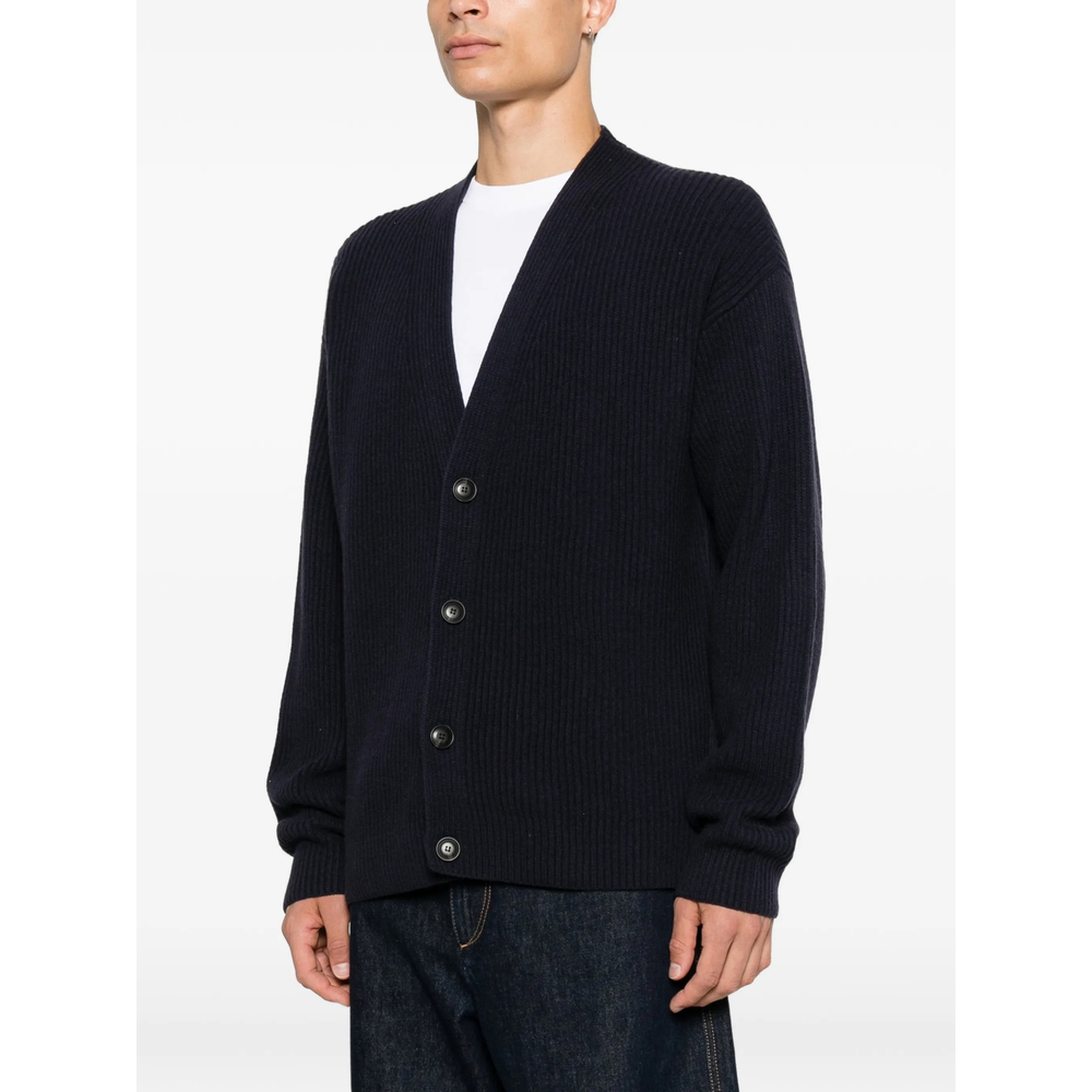 Ribbed-Knit V-Neck Cardigan