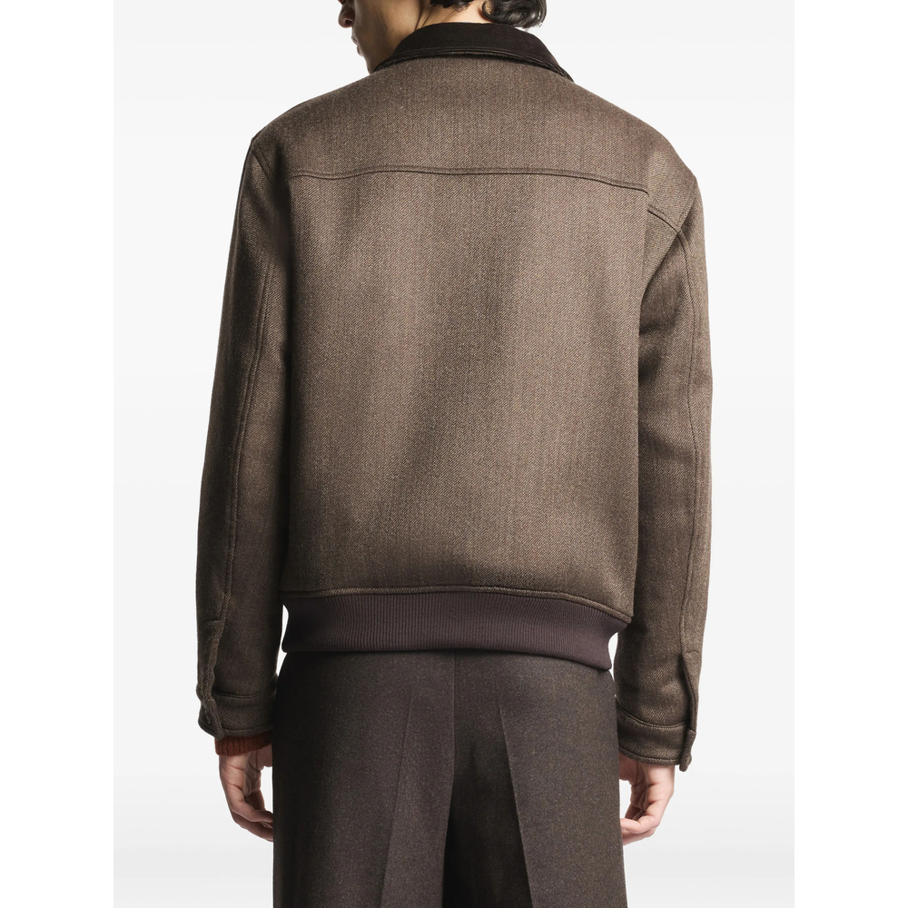 Corduroy-Collar Lobster-Clasp Bomber Jacket