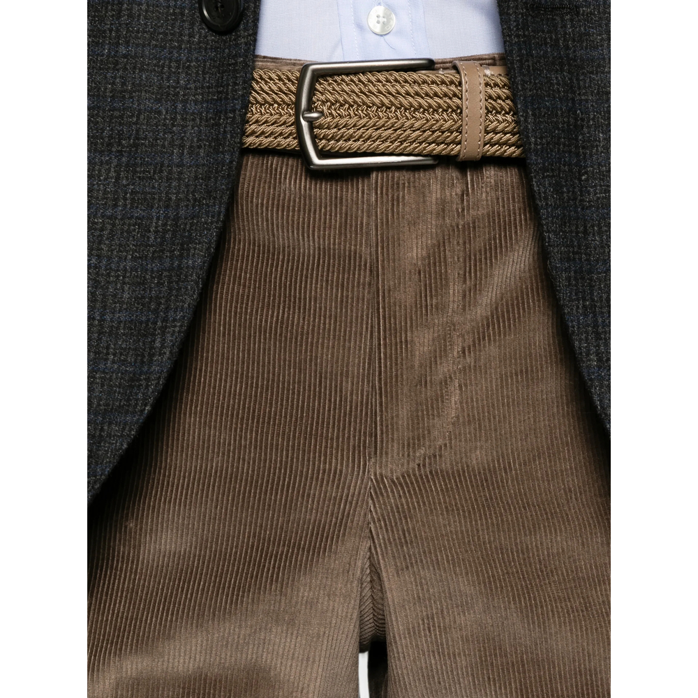 Texture Turned-Up Trousers Corduroy