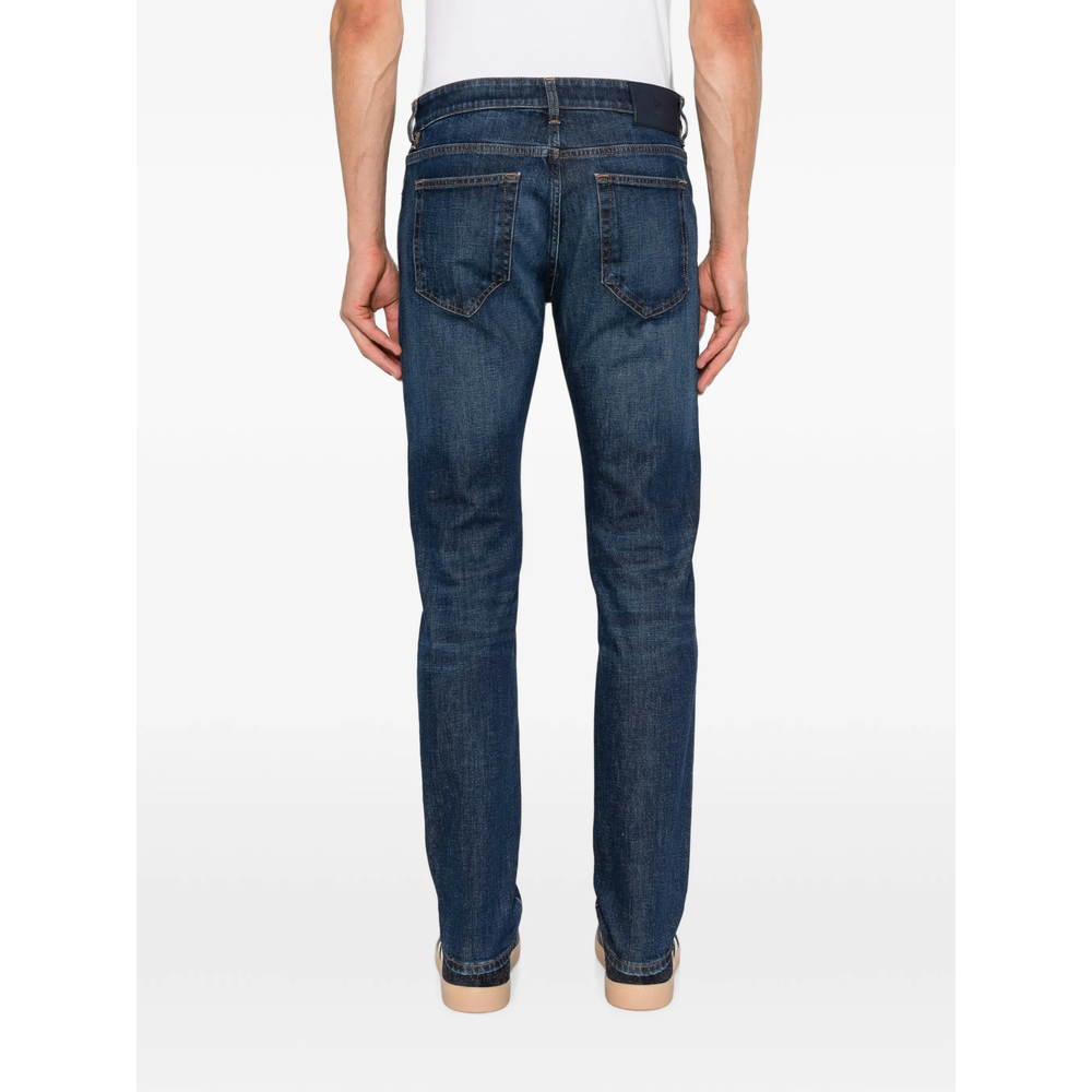 Faded-Effect Logo-Patch Jeans