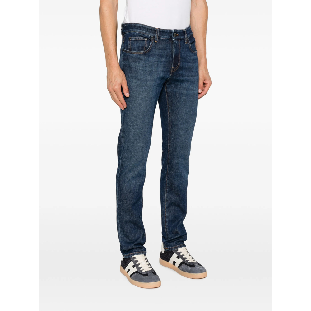 Faded-Effect Logo-Patch Jeans