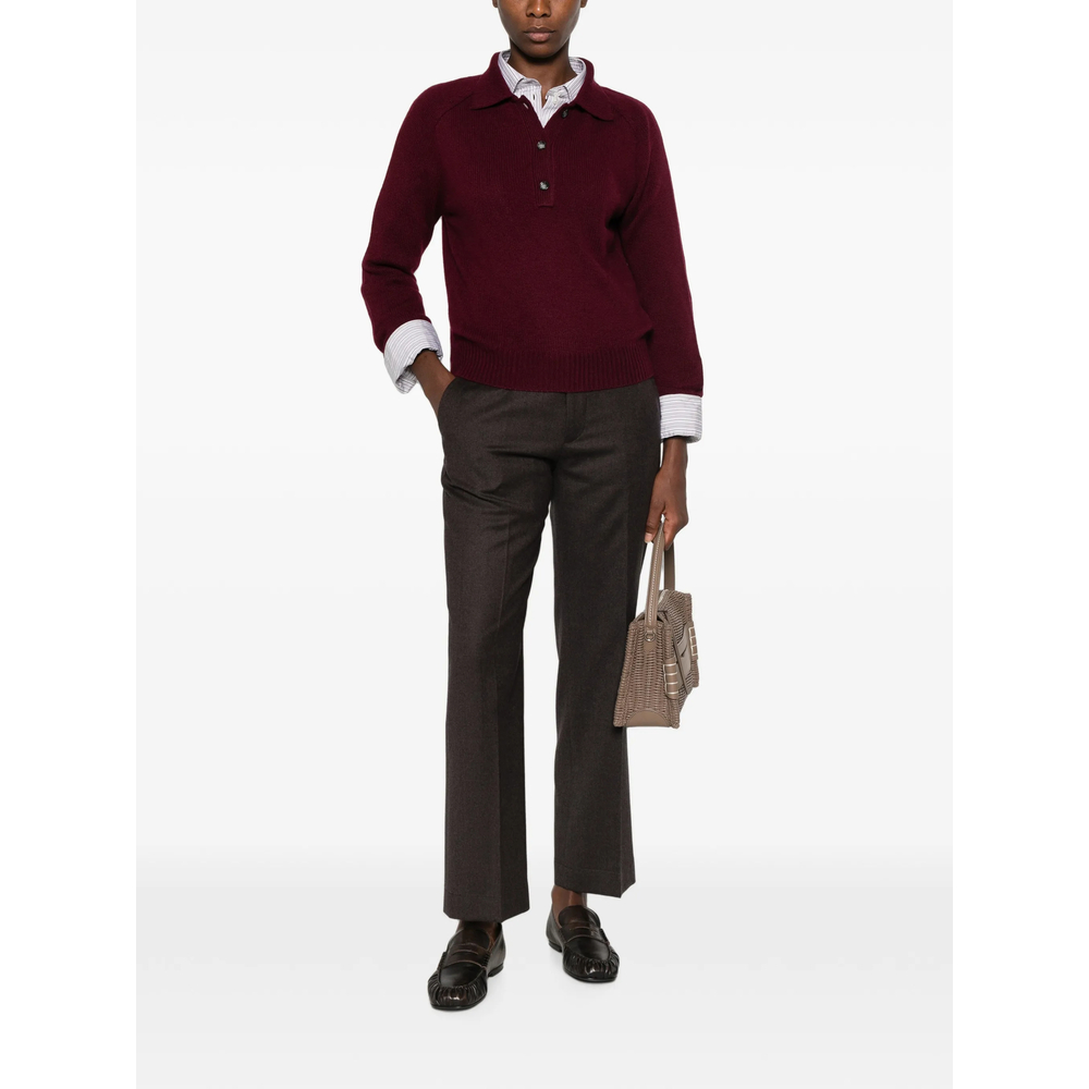 Button-Up Polo-Collar Sweater