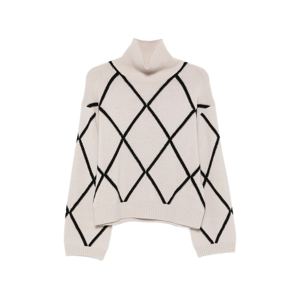 Argyle-Pattern Roll-Neck Sweater