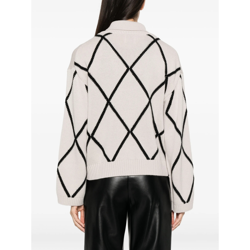 Argyle-Pattern Roll-Neck Sweater