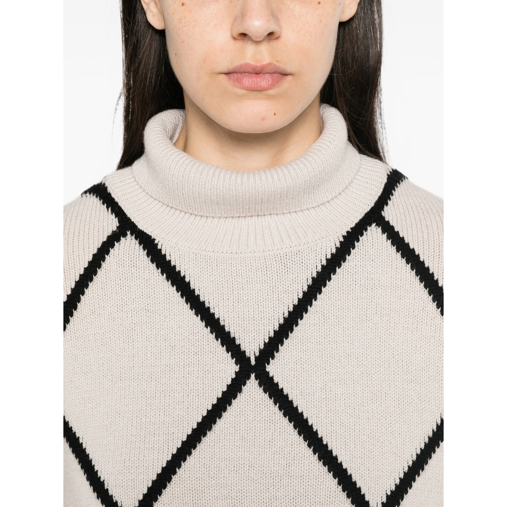 Argyle-Pattern Roll-Neck Sweater