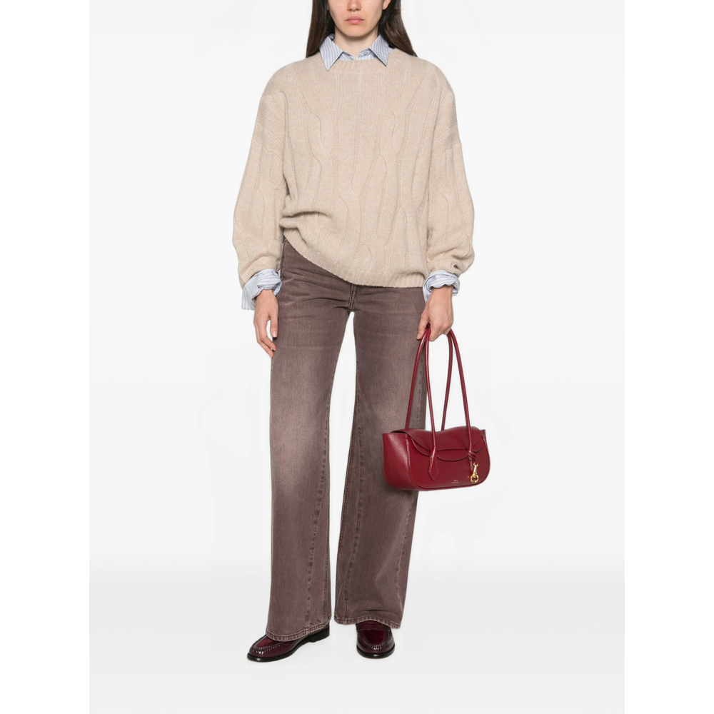Cable-Knit Drop-Shoulder Sweater