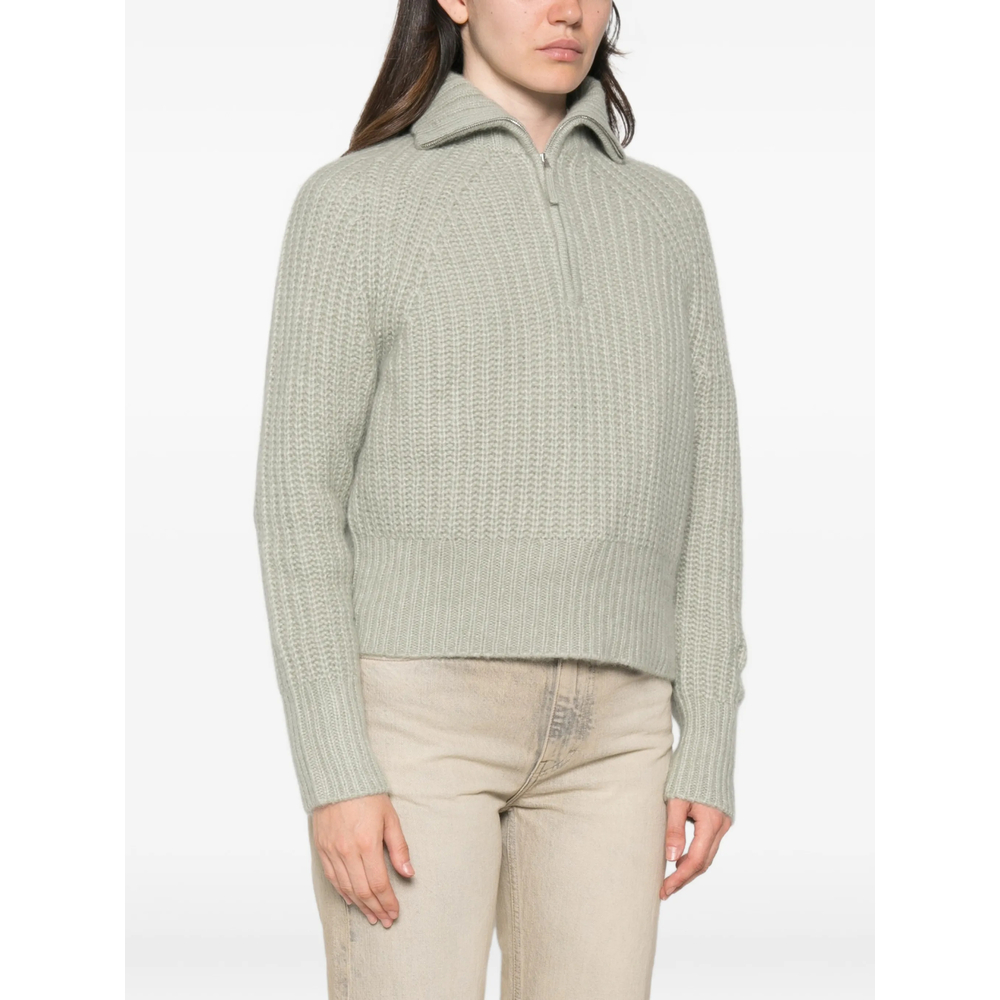 Ribbed-Knit Zip-Up Sweater