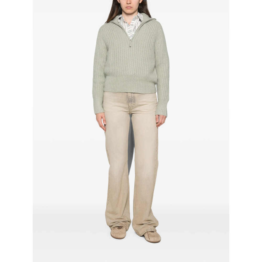 Ribbed-Knit Zip-Up Sweater