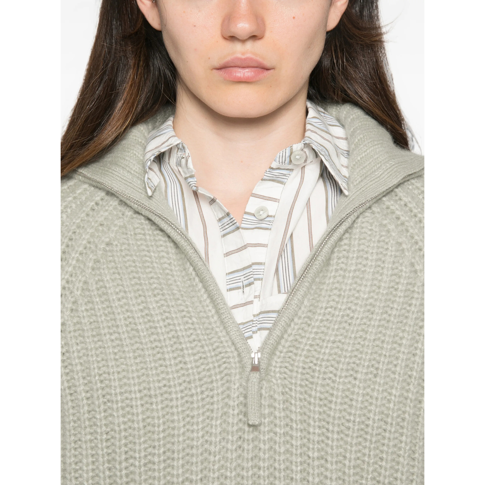 Ribbed-Knit Zip-Up Sweater