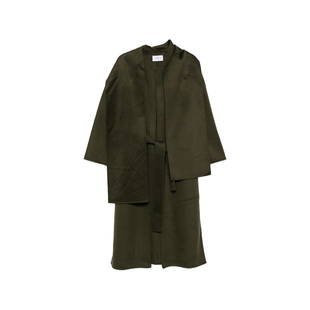 Scarf-Detail Belted Coat