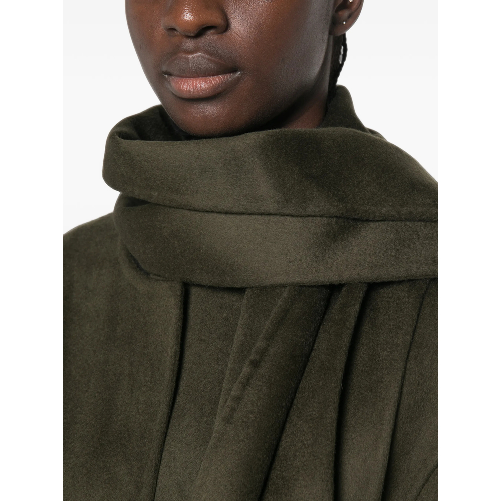 Scarf-Detail Belted Coat