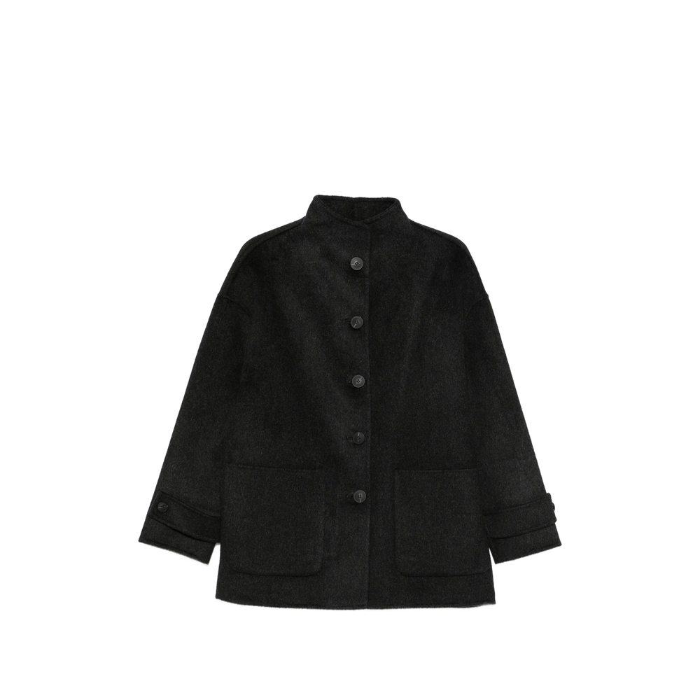 High-Neck Patch-Pocket Coat