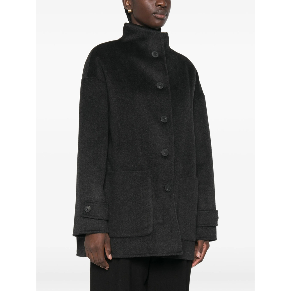 High-Neck Patch-Pocket Coat