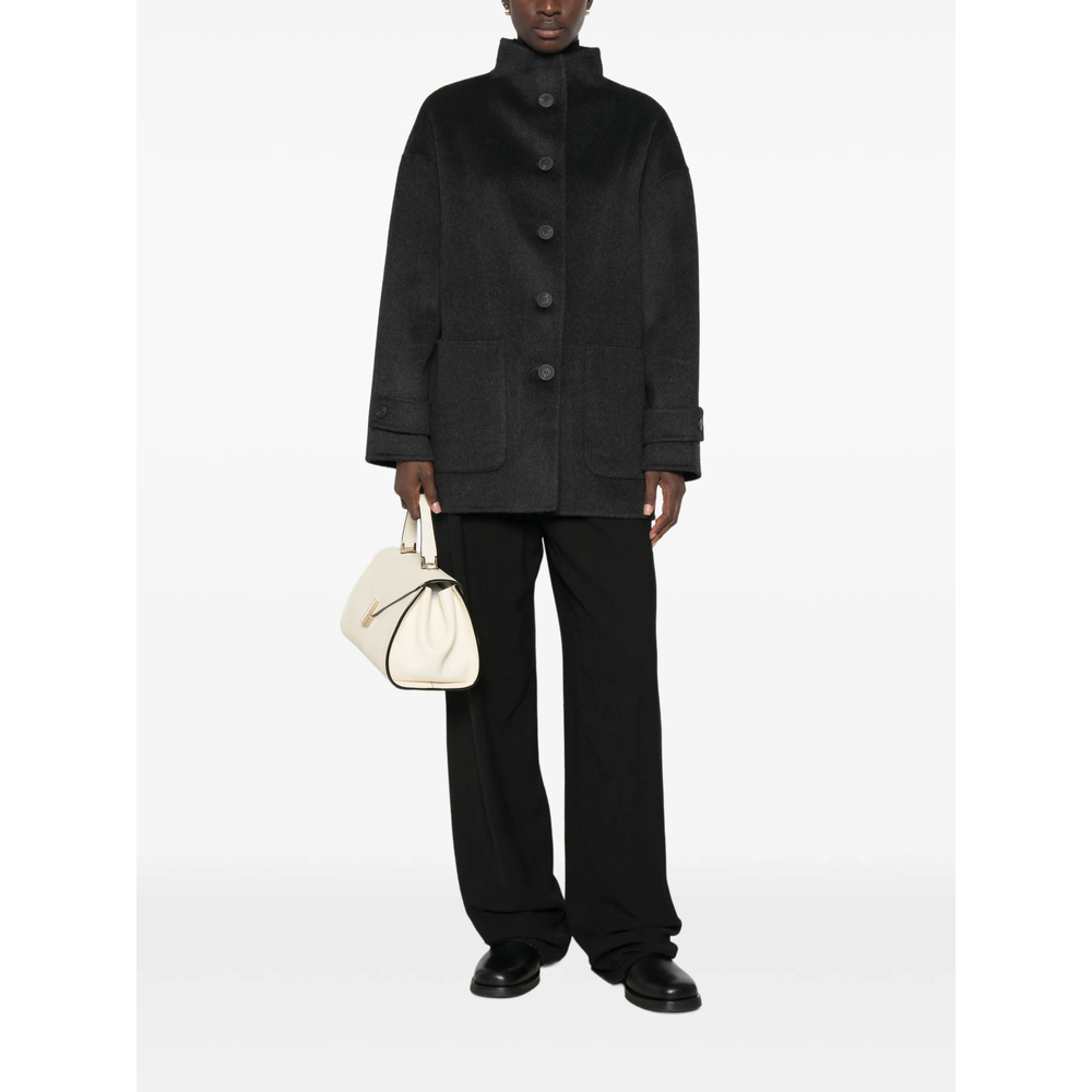 High-Neck Patch-Pocket Coat