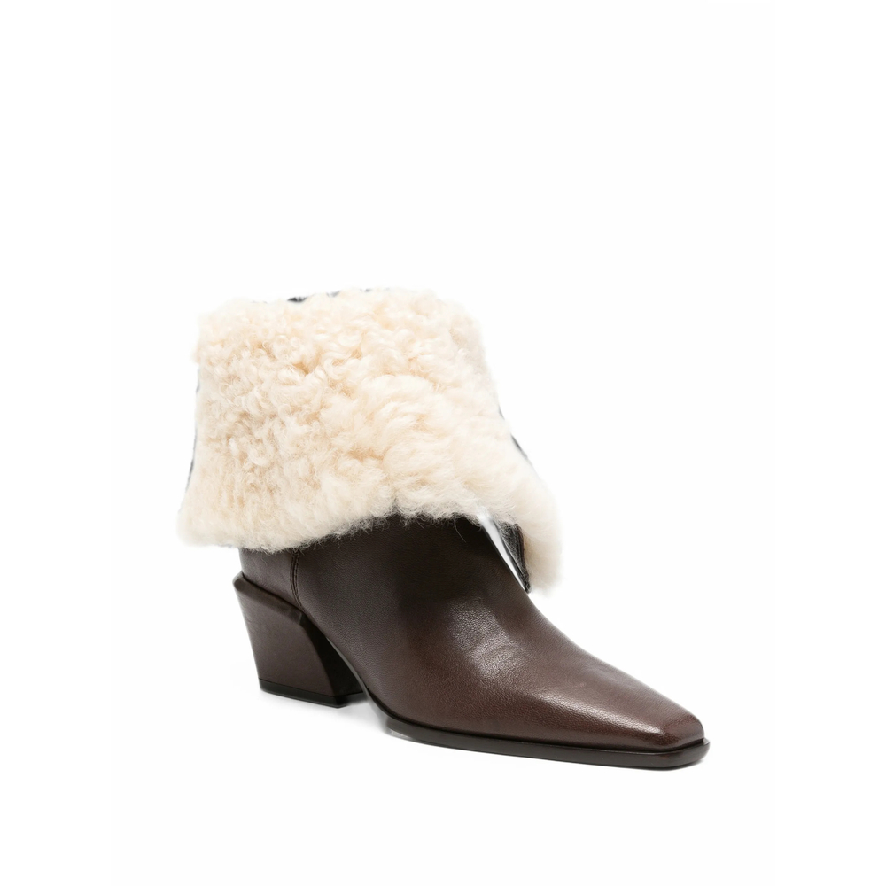 Bettina Shearling-Trim Ankle Boots