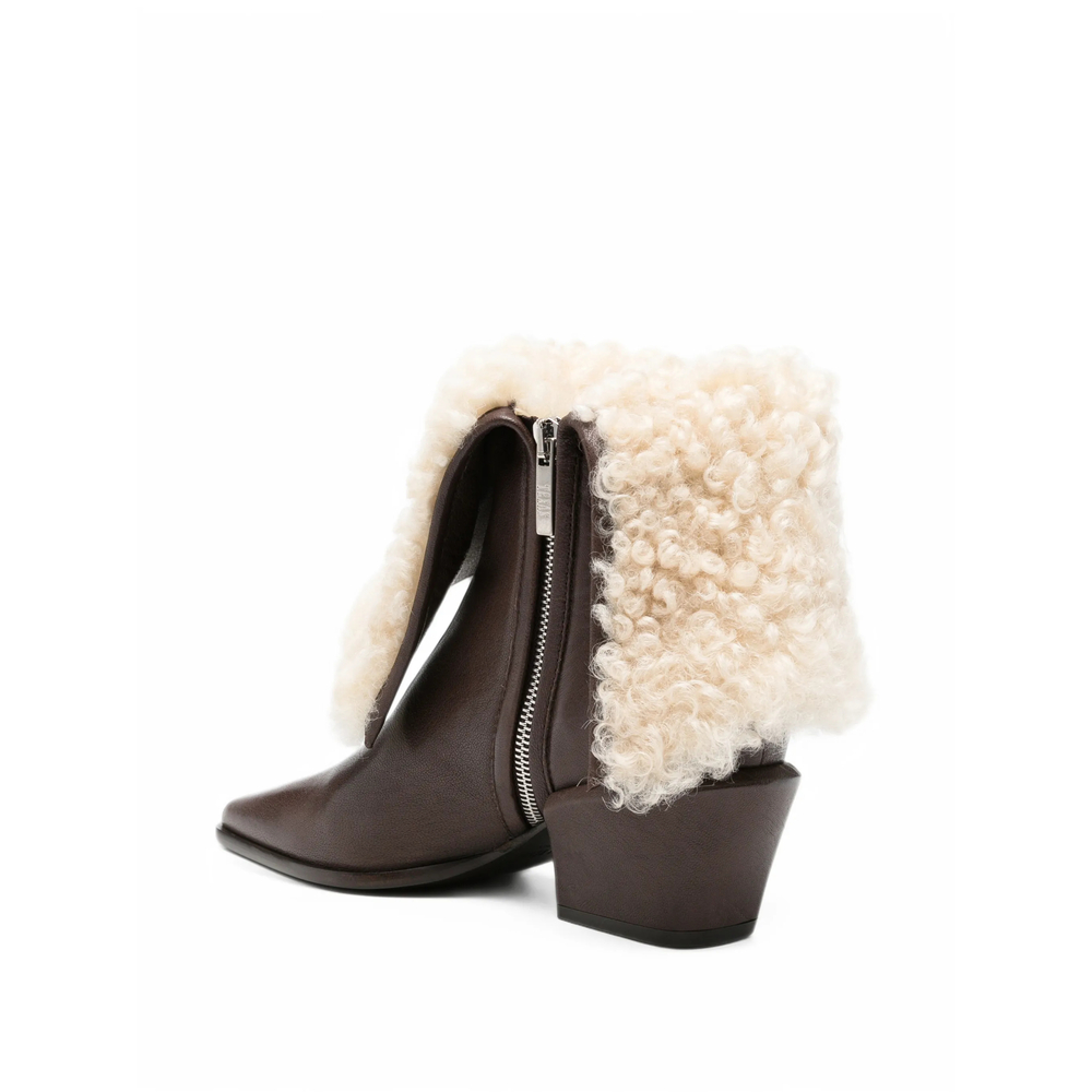 Bettina Shearling-Trim Ankle Boots
