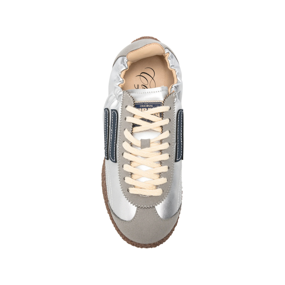 Metallic-Effect Logo-Patch Sneakers