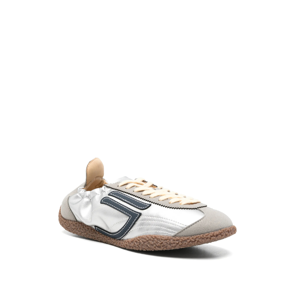 Metallic-Effect Logo-Patch Sneakers