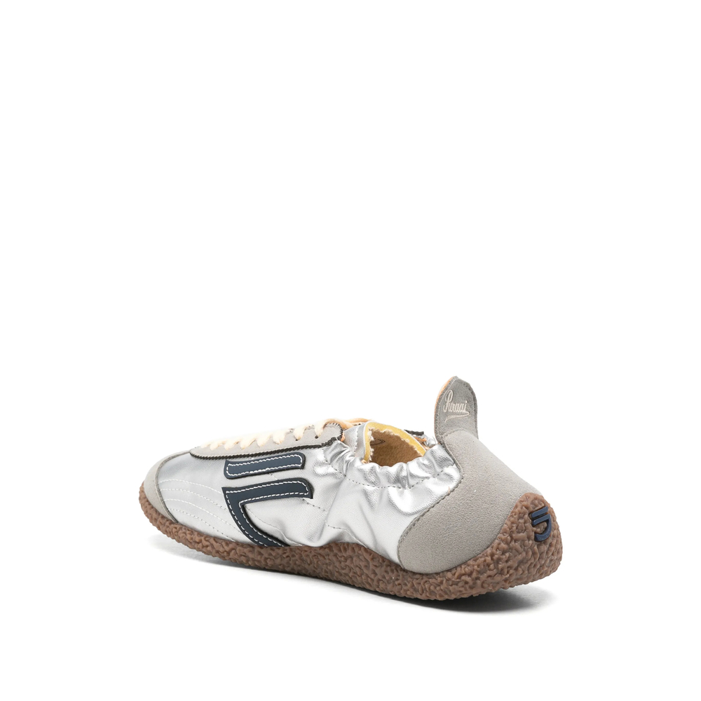 Metallic-Effect Logo-Patch Sneakers
