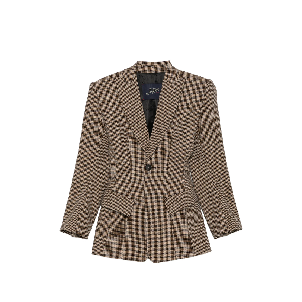 Seafarer Houndstooth-pattern Single-breasted Blazer