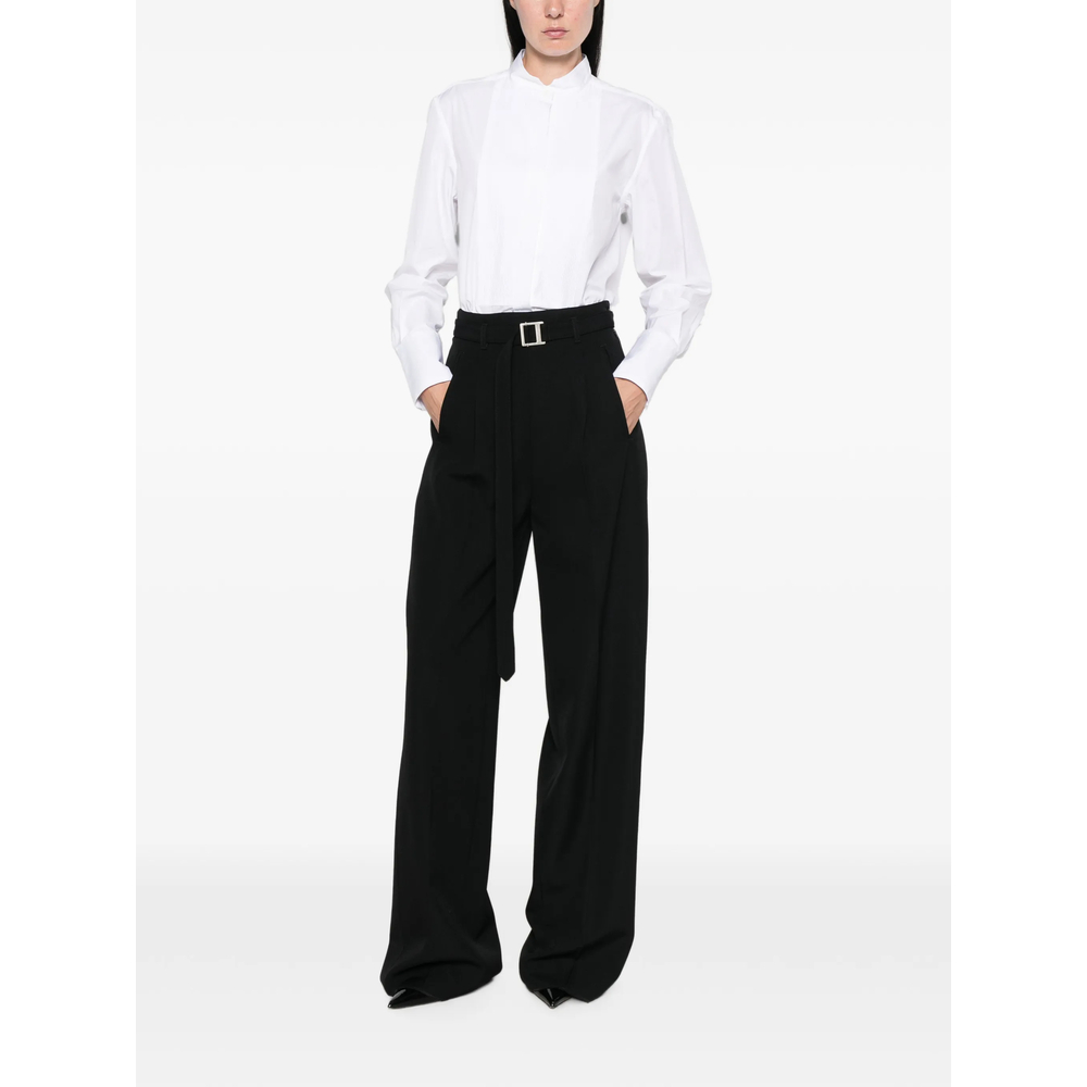 Bib-Front Band-Collar Shirt