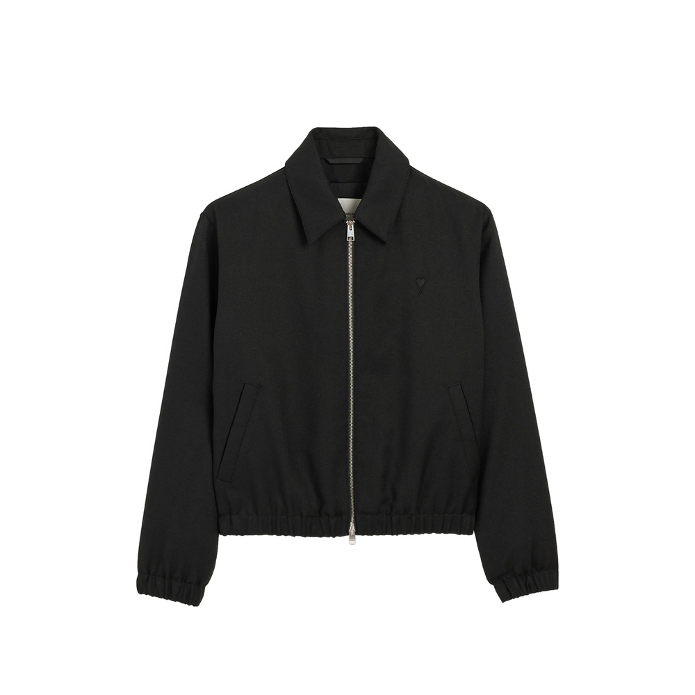 Ami Paris Black Wool Padded Jacket With Ami De Coeur
