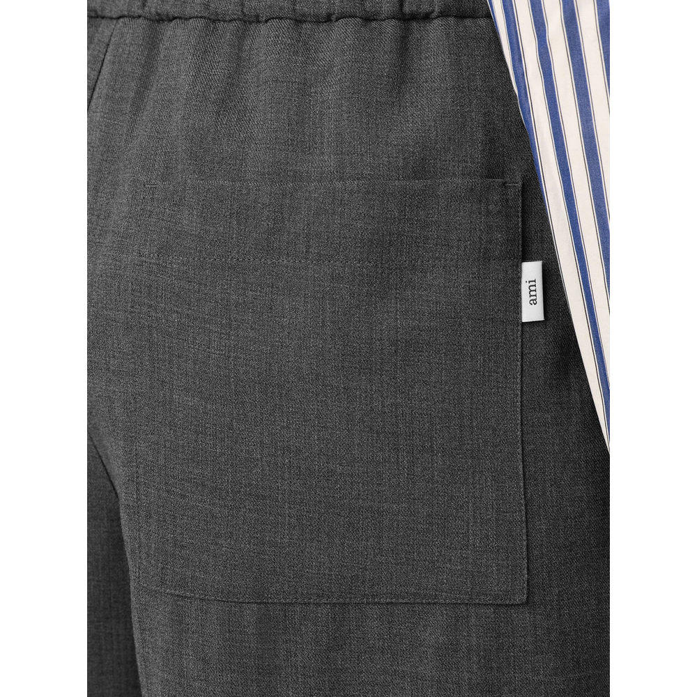 Grey Elasticated-Waist Wool