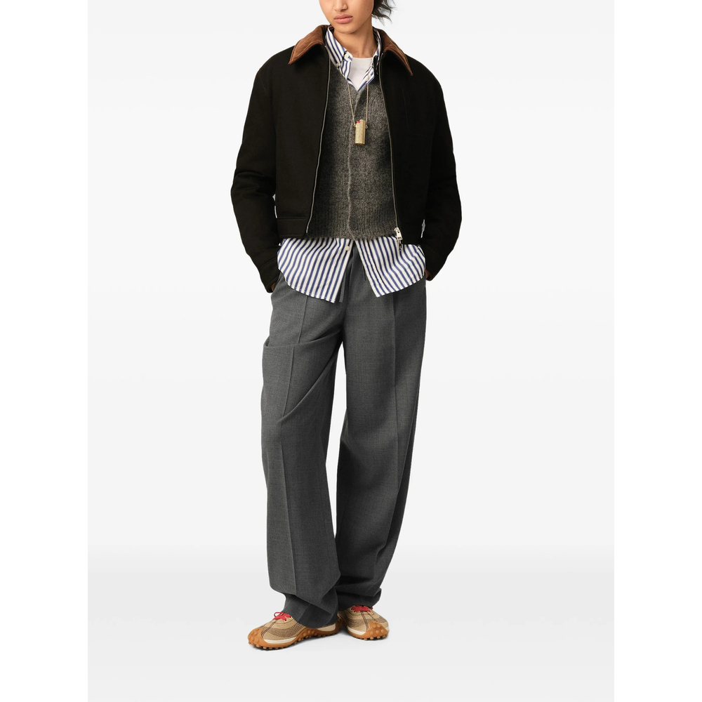 Grey Elasticated-Waist Wool