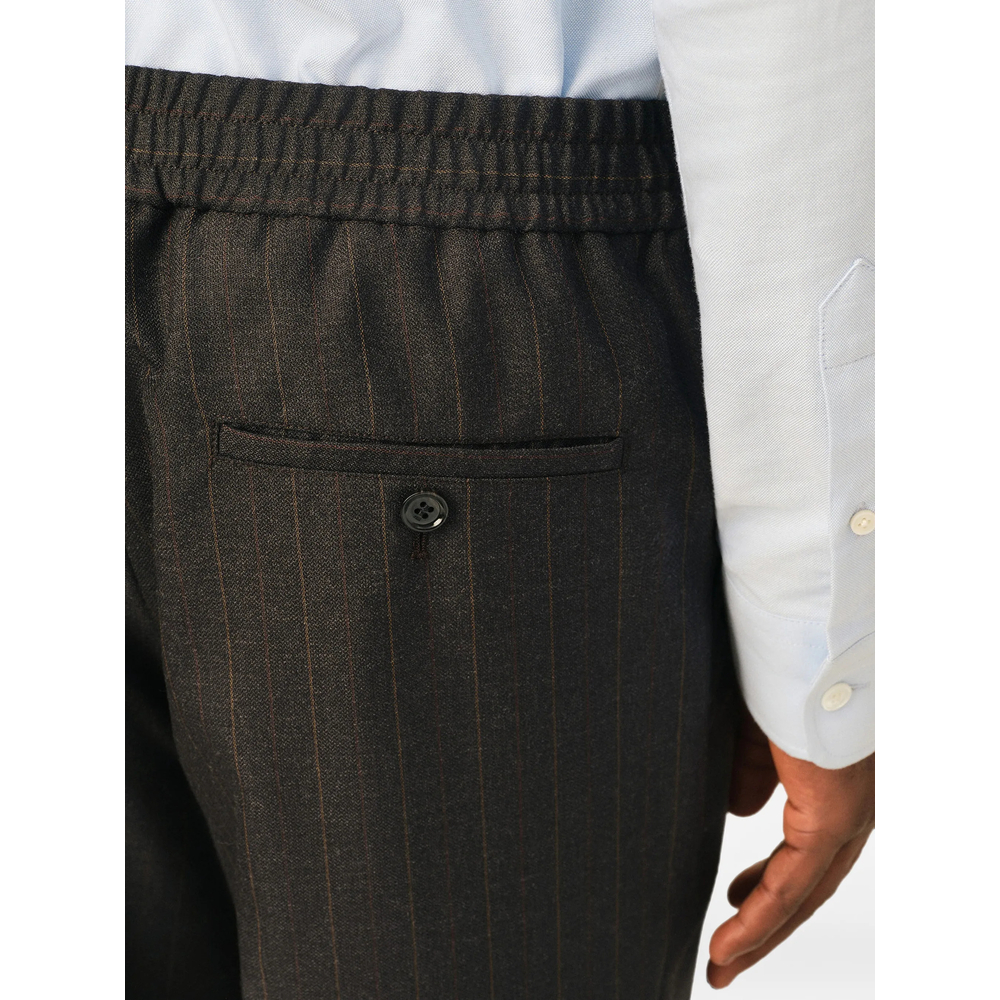 Elasticated-Waist Striped Wool