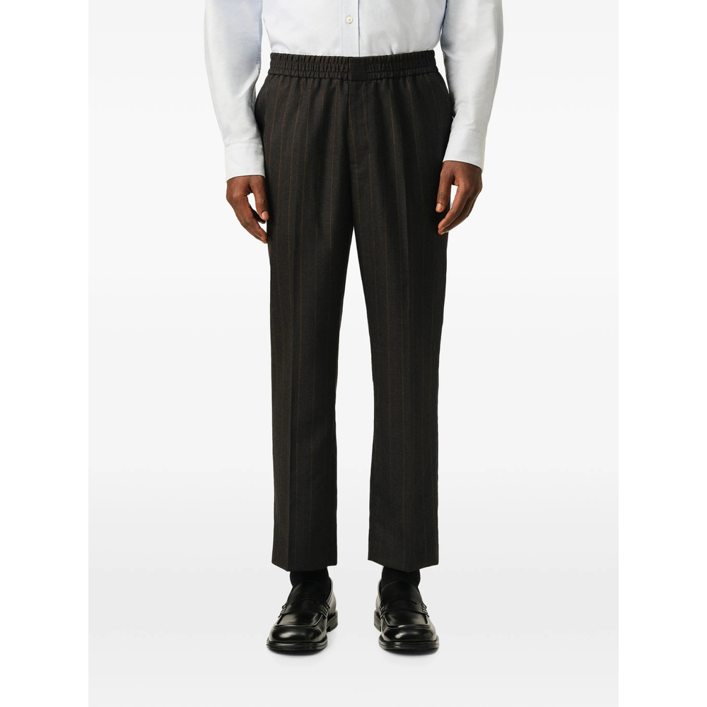 Elasticated-Waist Striped Wool