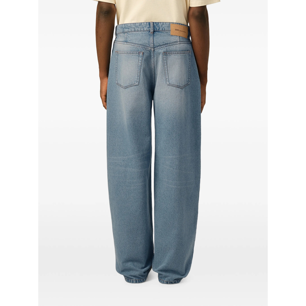 Blue Baggy-Fit Cotton Jeans