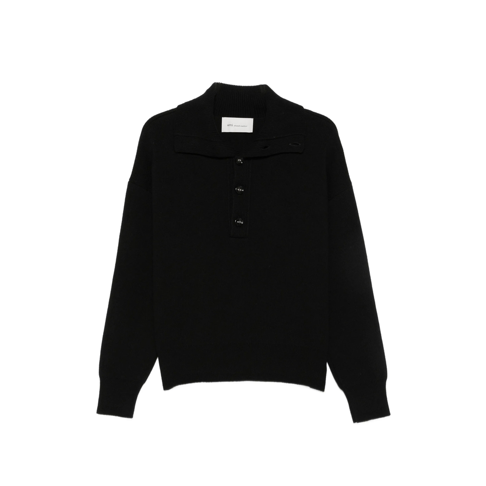 Ami Paris Button-up High-neck Jumper