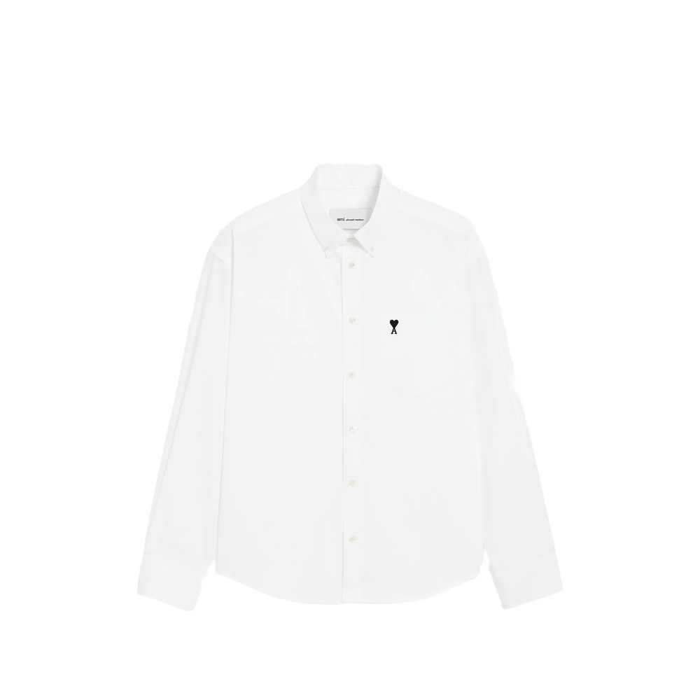 Ami Paris Boxy Cotton Shirt With Ami De Coeur