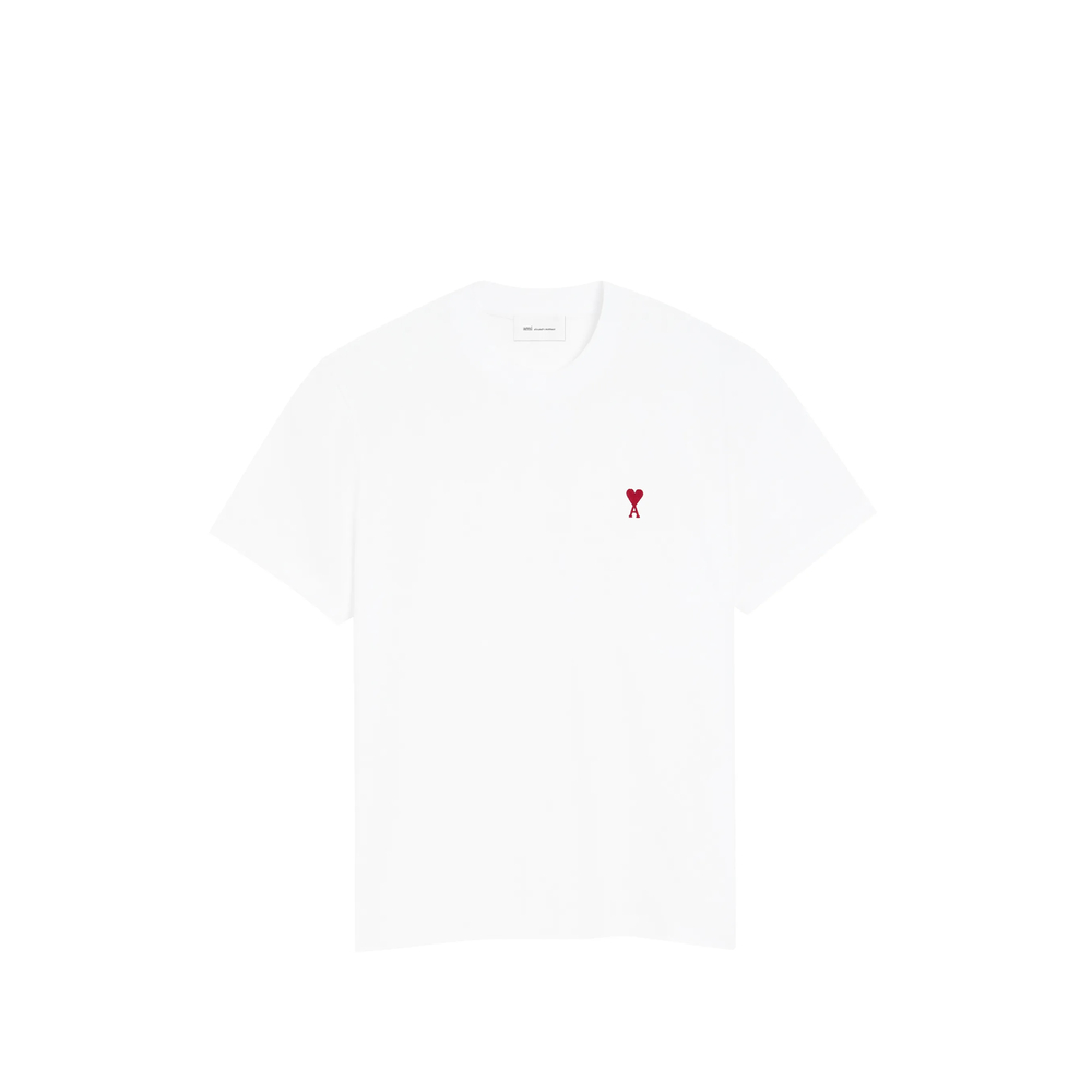 Ami Paris White Cotton T-shirt With Ami De Coeur