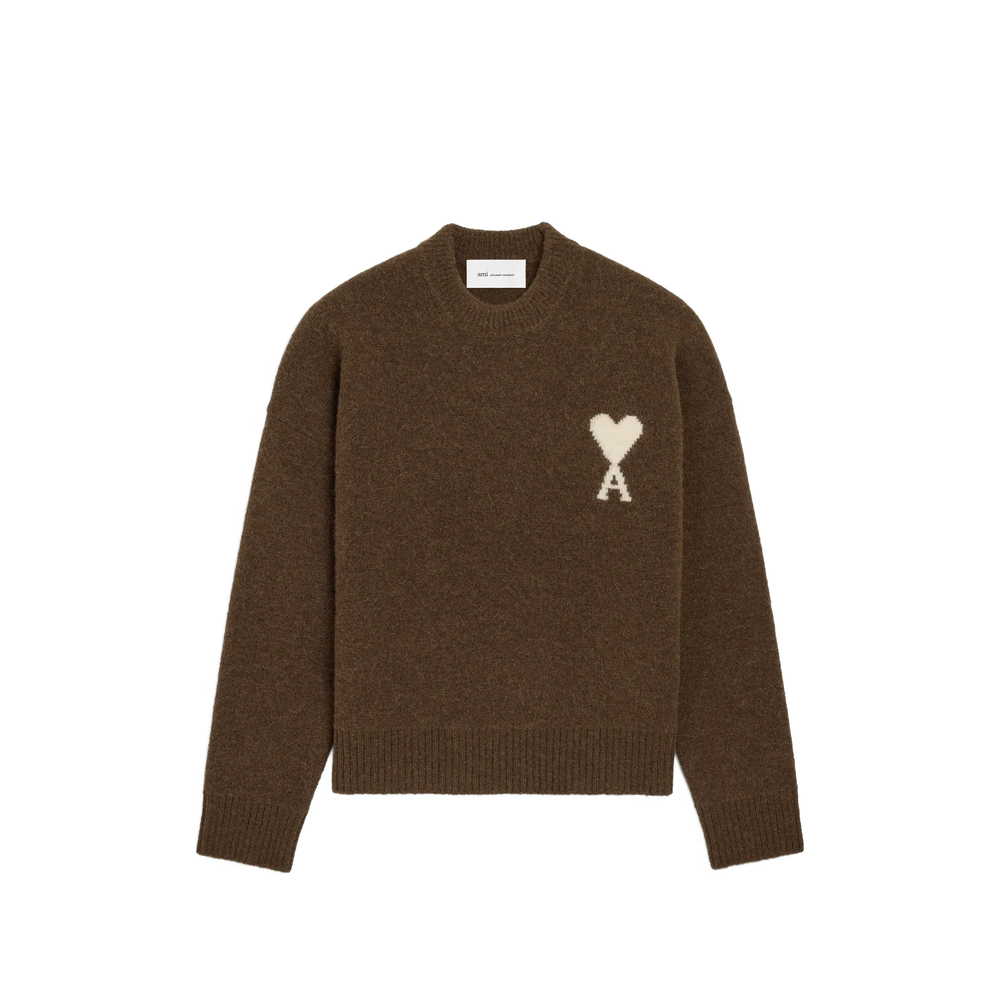Ami Paris Crewneck Alpaca Sweater With Ami De Coeur