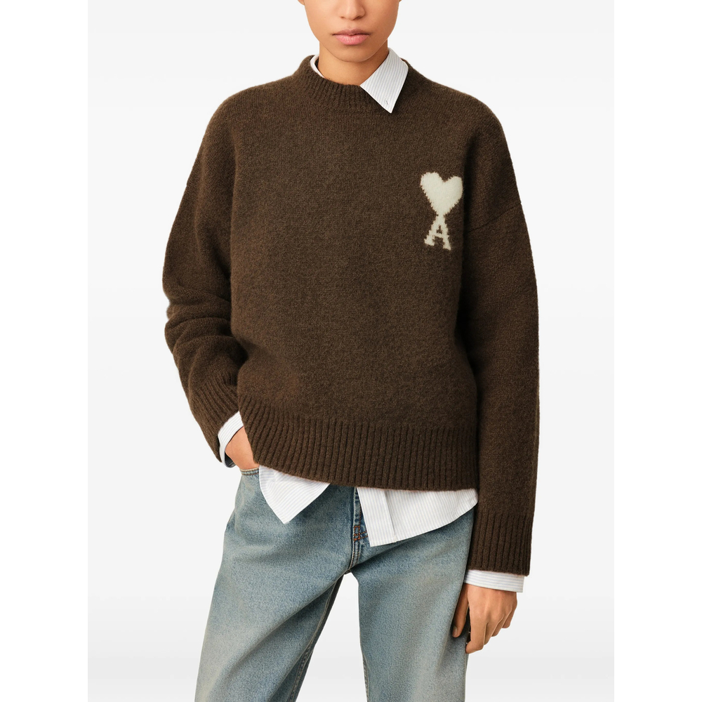 Brown Crewneck Alpaca Sweater