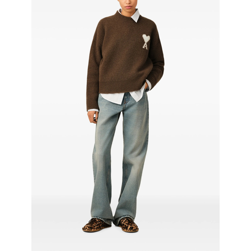 Brown Crewneck Alpaca Sweater