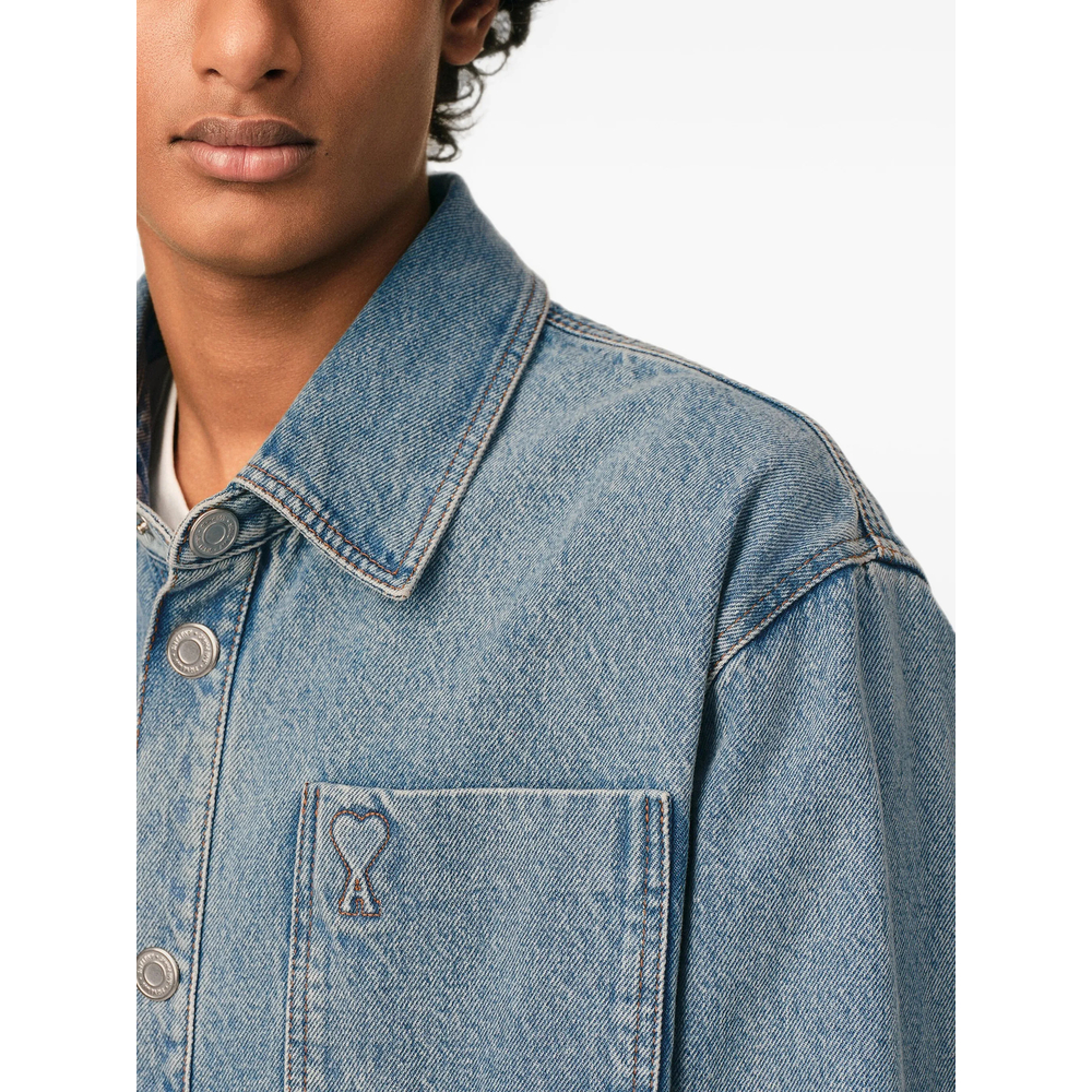 Blue Cotton Overshirt With Ami De Coeur