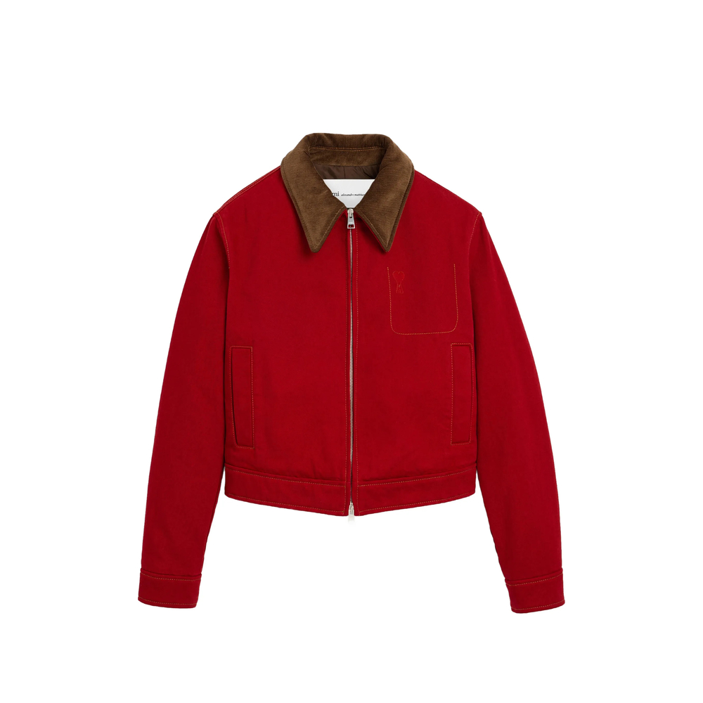 Ami Paris Cotton Zipped Jacket With Ami De Coeur