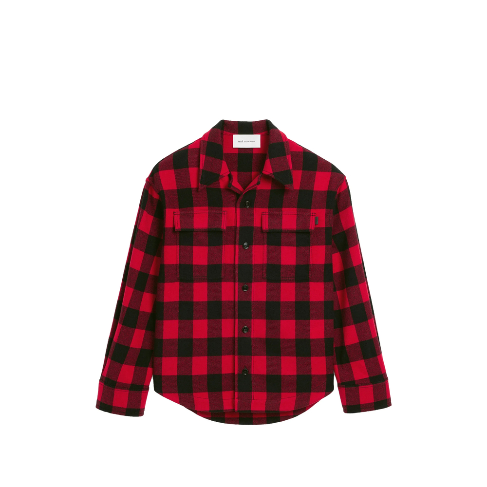 Ami Paris Wide Checkered Wool Overshirt
